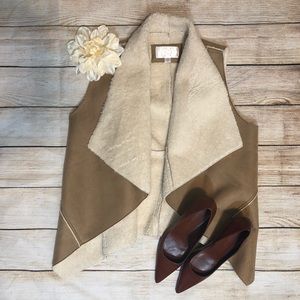 Leather shearling Sherpa Vest Sz L